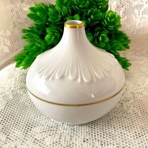 Price drop Vintage Diminutive Suisse Langenthal Porcelain Bud Vase…gold trim